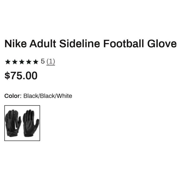 Nike Adult Black Sideline Football Gloves Sheepskin Leather Men's XXL (2XL) NWOT - Picture 4 of 6